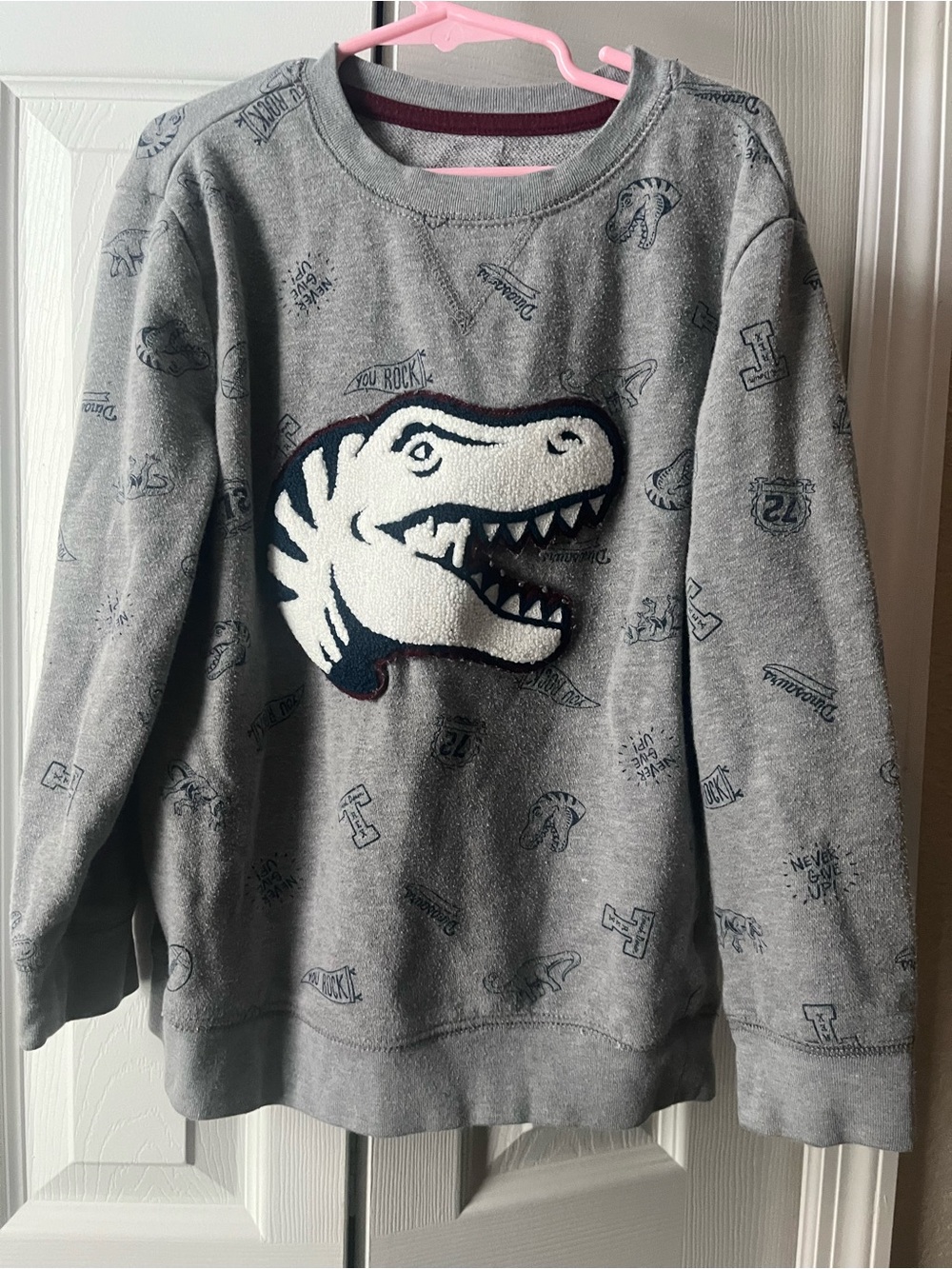365 Kids grey dinosaur sweater size 7